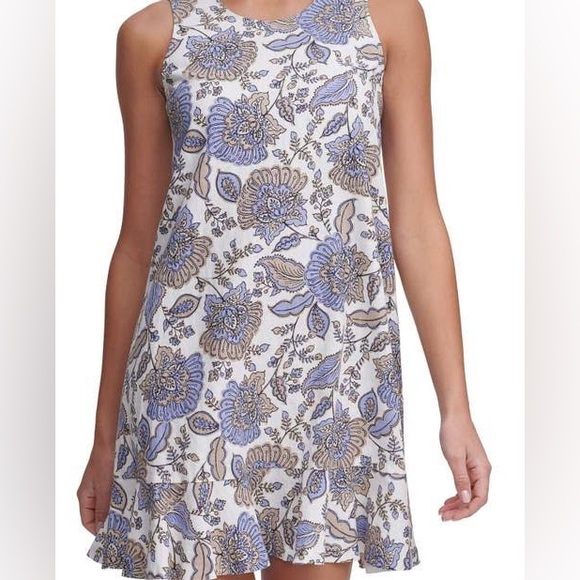 Tommy Hilfiger Sleeveless Provincial Paisley Flounce Hem Dress size 8 - Picture 2 of 11